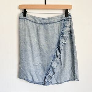 Anthropologie Skies Are Blue Chambray Ruffle Mini Skirt Blue Size S